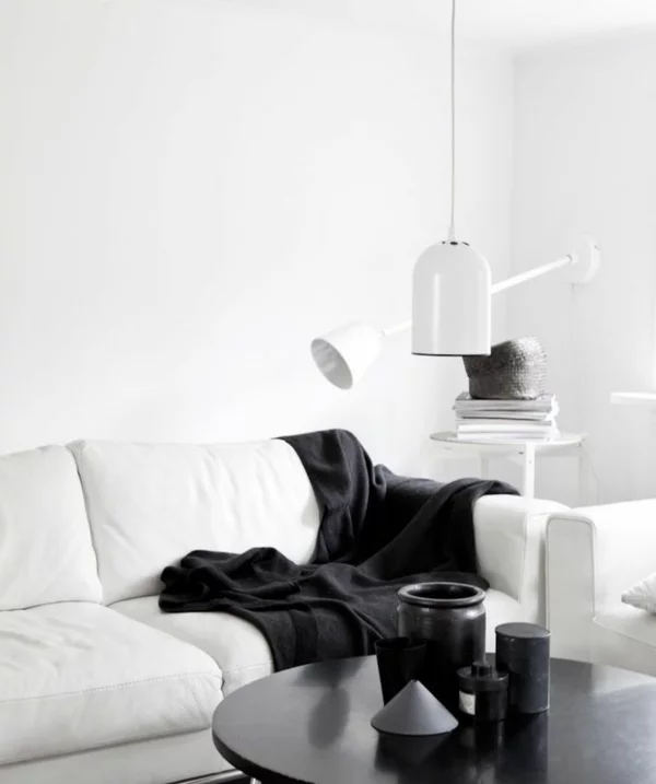 raumgestaltung ideen wandgestaltung mit farben wandfarbe weiß wohnzimmer sofa