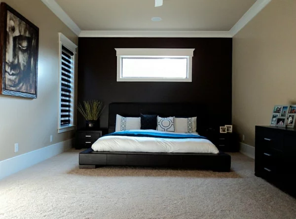 schlafzimmer asia schwarze möbel hochflor teppich