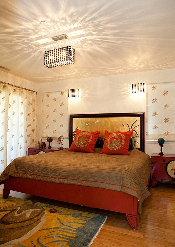 schlafzimmer einrichten asiatisches design rote möbel