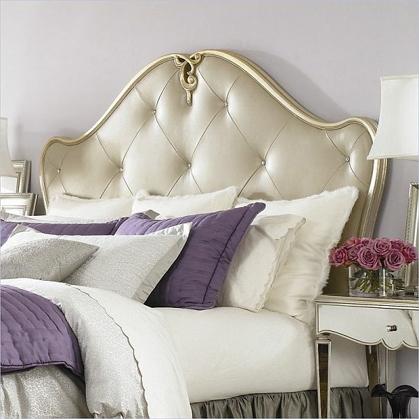 schlafzimmer lila weiß bett bettkopfteil