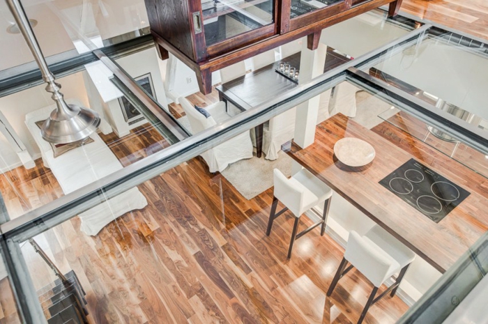 skandinavisch wohnen penthousewohnung obergeschoss glasboden