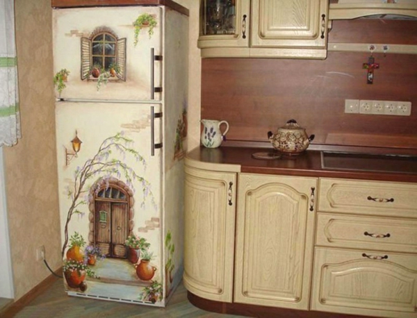 wandsticker küche kühlschrank schöne malerei