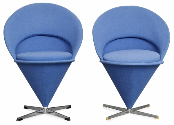 wohnungsgestaltung ideen werner panton blaue stühle