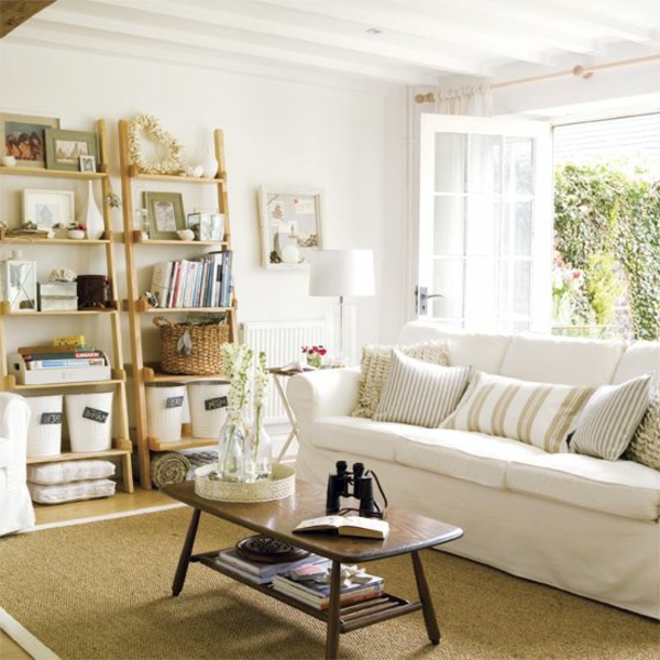wohnzimmer einrichten sisalteppich weißes sofa