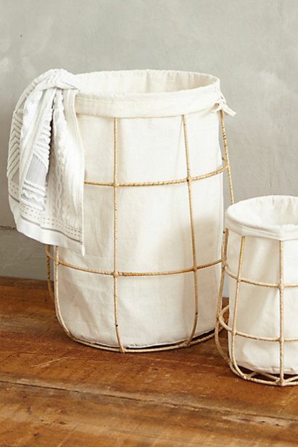 wäschekorb bambus gestell stoff waschküche einrichten