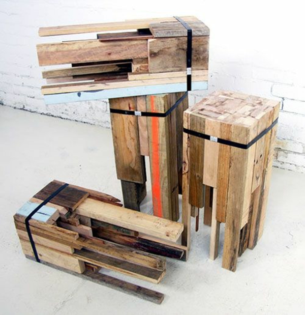 DIY Möbel aus Paletten hocker bauen wohnzimmertische