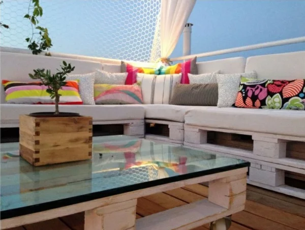 Gartenmöbel aus Paletten lounge möbel europaletten