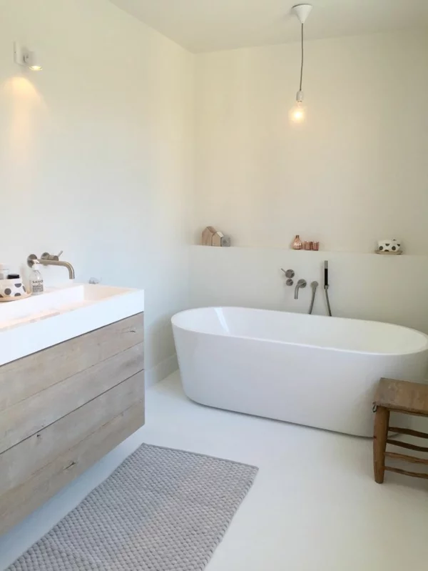 badewanne freistehend badezimmer beispiele holzunterschrank