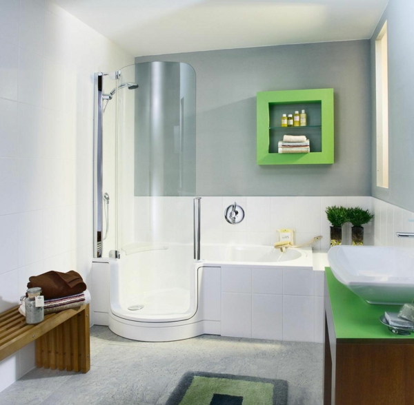 modernes badezimmer einrichten grüne akzente