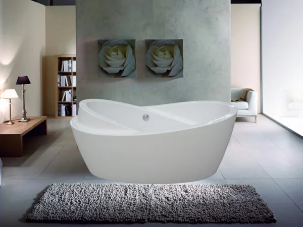 designer-badezimmer ovale badewanne offener wohnplan