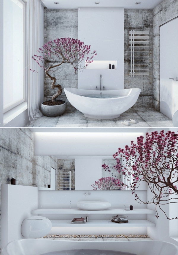 designer-badezimmer zen bonsai natur