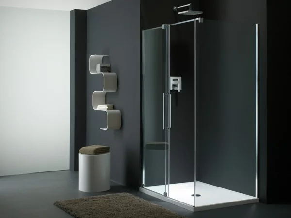 duschkabine minimalistisches badezimmer schwarz