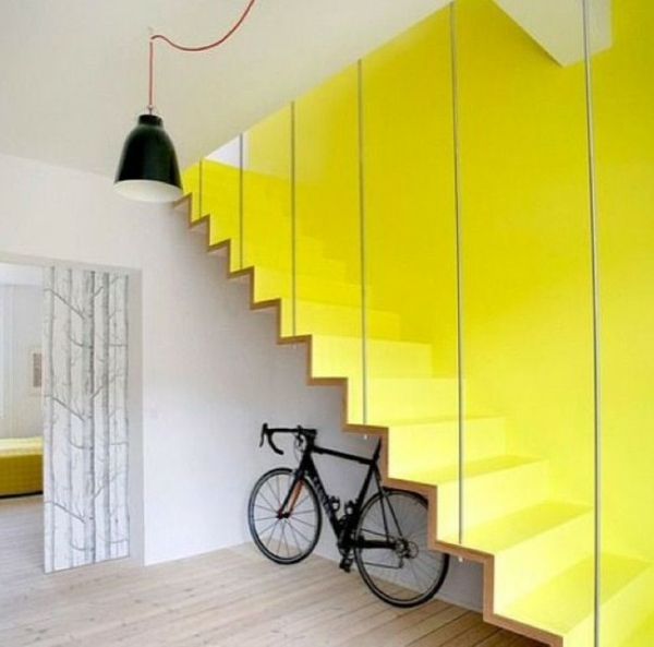 fahrrad ständer kreative wohnideen treppenhaus ausnutzen