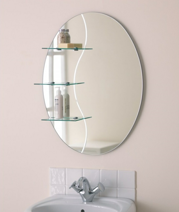 kleines badezimmer badspiegel ovale form