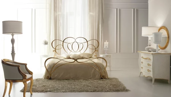 schlafzimmer design luxuriöse möbel teppich ausgefallenes bett