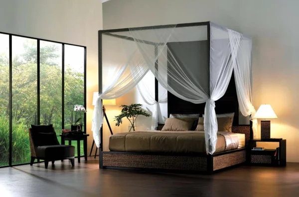 schlafzimmer design modern elegant betthimmel
