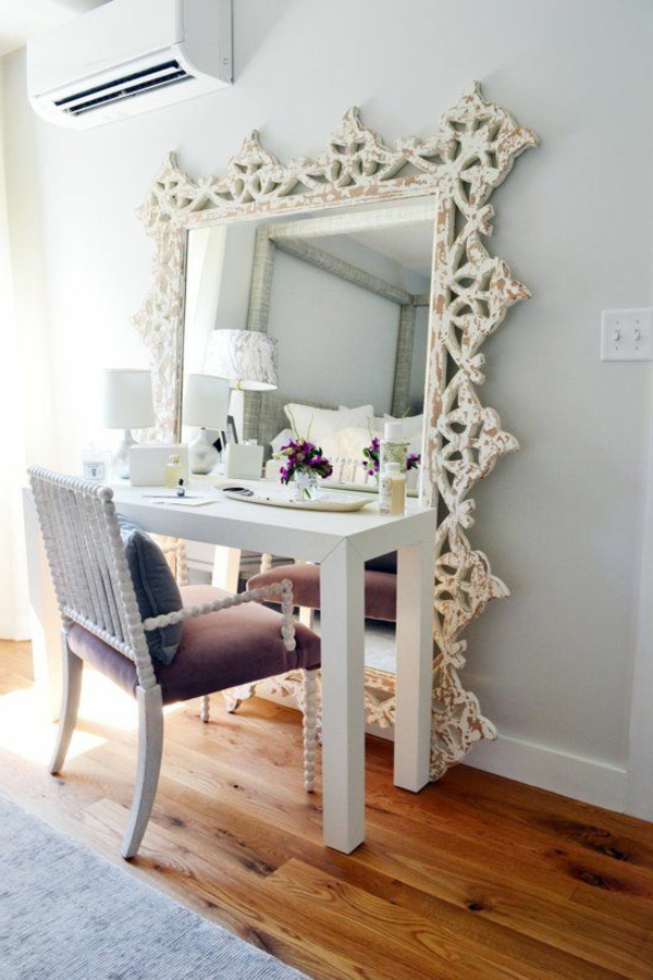 schlafzimmer einrichten möbel schminktisch großer spiegel