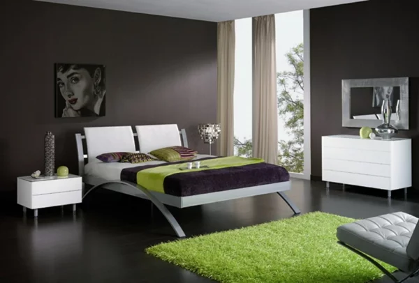 schlafzimmer neu gestalten graue wände minzgrün