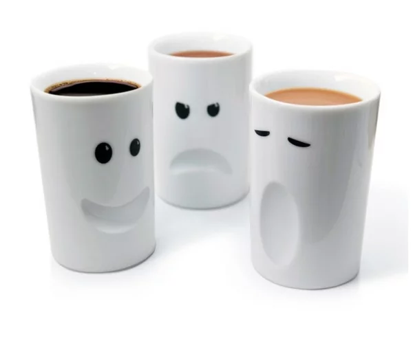 tasse kaffee bilder weiß design mit augen