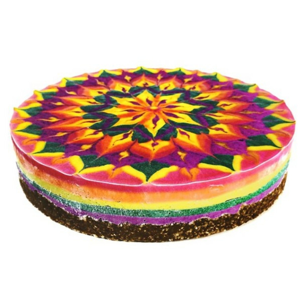 veganer kuchen mandala regenbogen farben