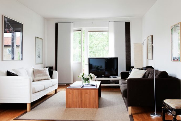 vintage möbel wohnzimmer einrichten weiße wandfarbe holzboden