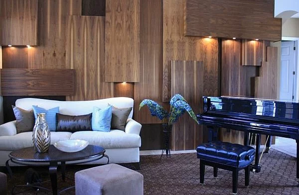 wandgestaltung ideen paneele wohnzimmer klavier Beckwith Interiors