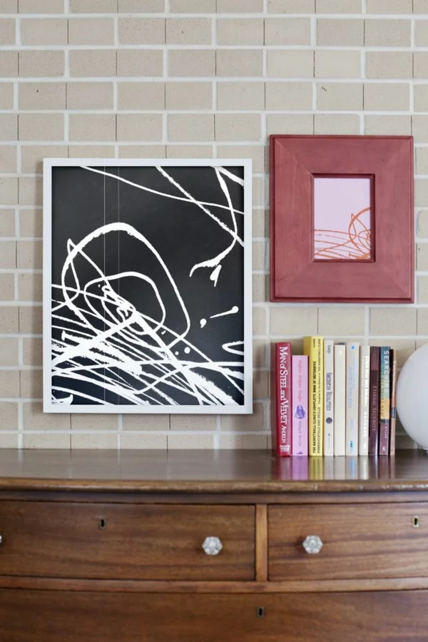 DIY Deko mit Kinderzeichnungen wandgemälde im wohnzimmer