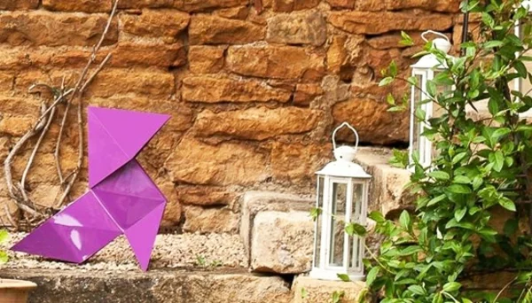 Nathalie Bernollin designerleuchten origami lampe lila