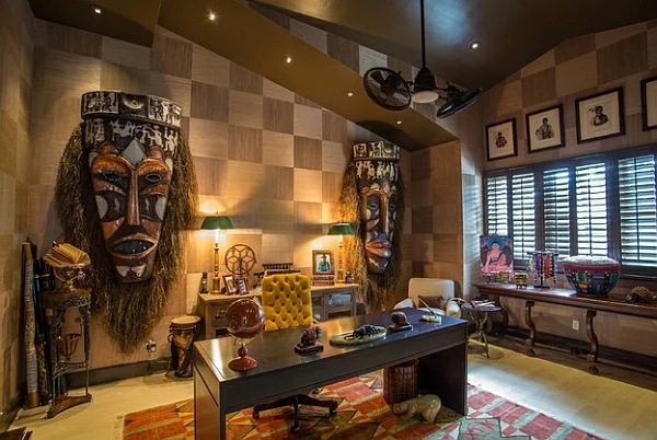 afrika deko wanddeko mit afrikanischen masken arbeitszimmer