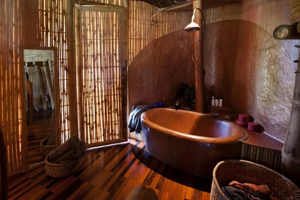 bambus holz badezimmer ovale freistehende badewanne