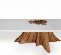 Baumstamm Tisch – der Eyecatcher im rustikalen Wohnzimmer