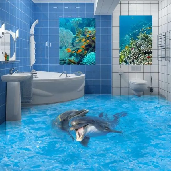 epoxidharz bodenbelag badezimmer delfine paar