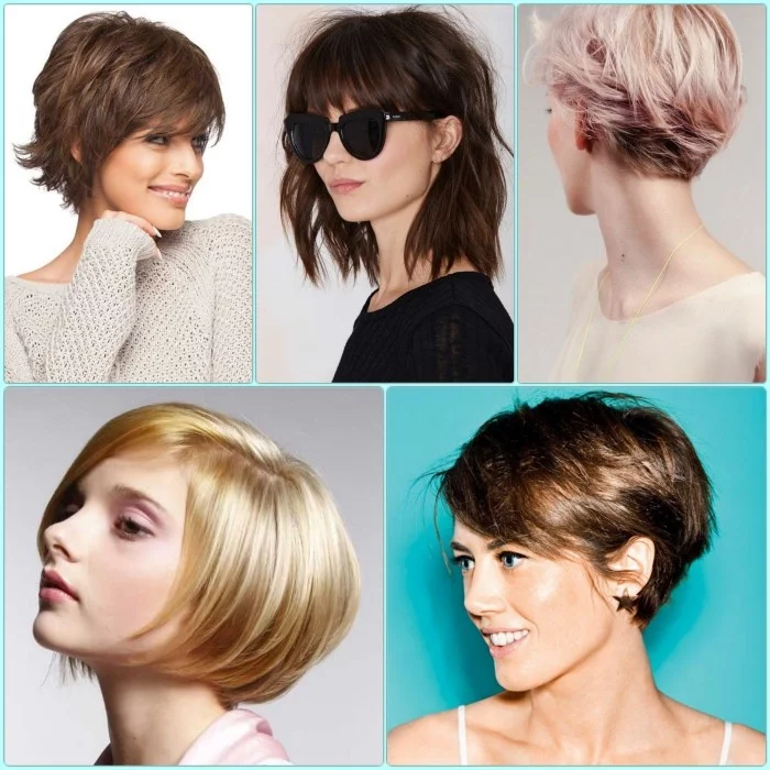 Frisurentrends 2023 eleganter Look dank trendiger Sommerfrisuren für kurze Haar verschiedene Stylings 