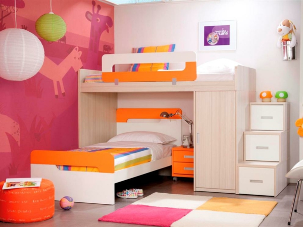 kinderzimmer gestalten krasse farben funktionale möbel