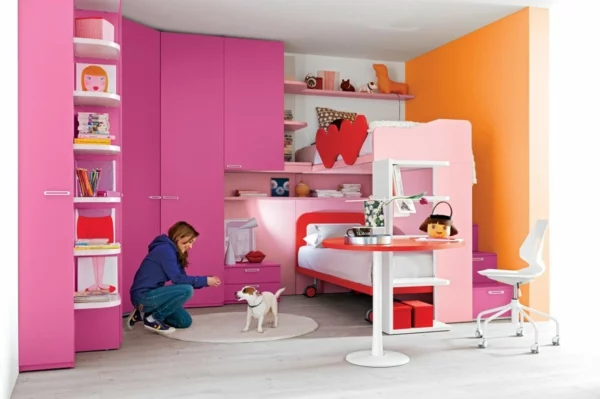kinderzimmer gestalten mädchenzimmer rosa kleiderschrank