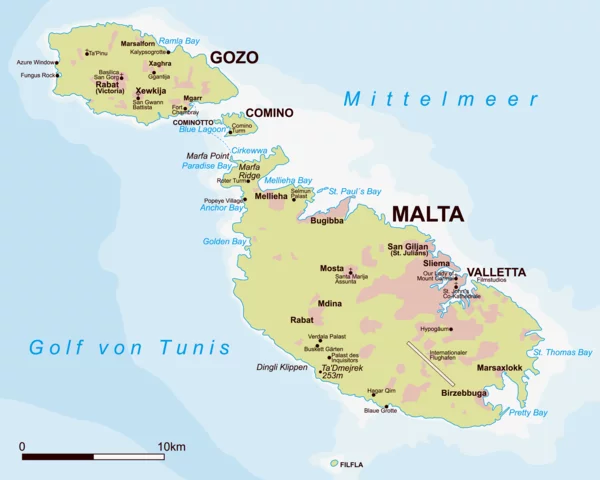 malta urlaub geografische karte landkarte
