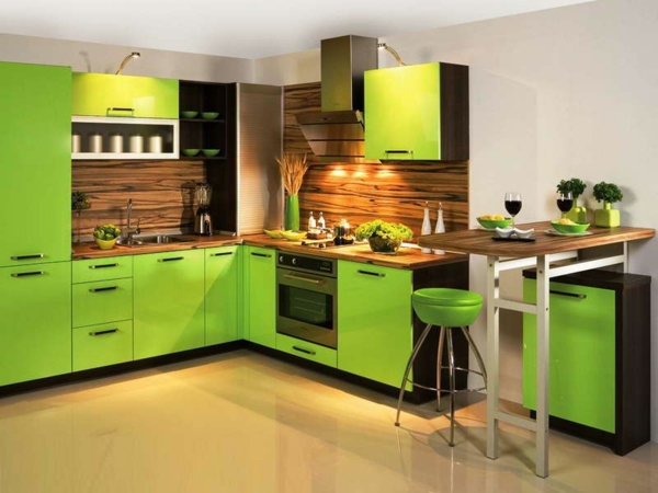moderne küchen grüne einrichtung kompakt funktional