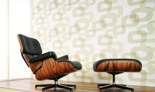  retro tapeten muster geometrisch  eames lounge chair