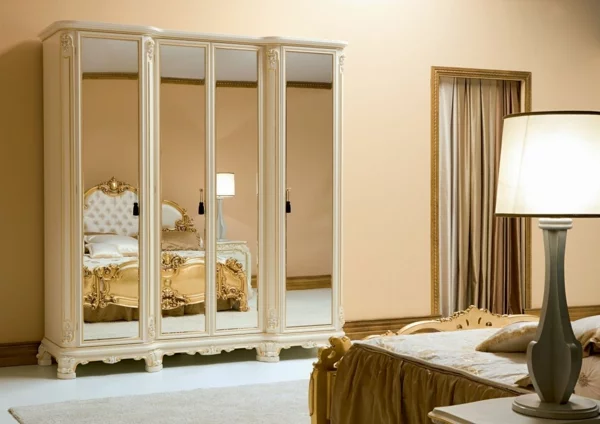 schlafzimmer design vintage einrichtungsstil kleiderschrank spiegeltüren