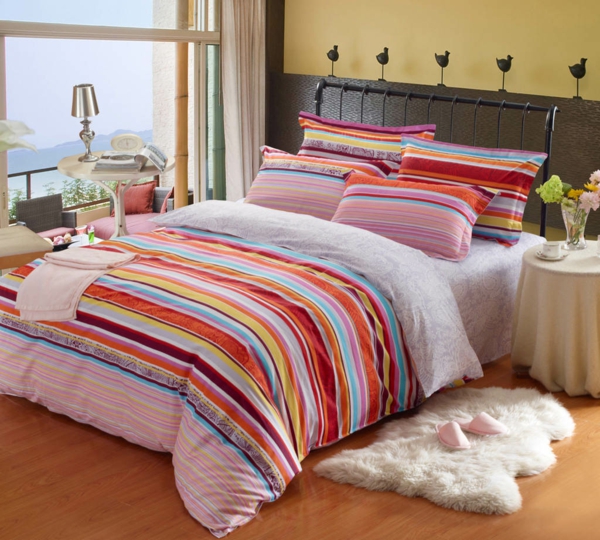 schlafzimmer set farbige bettwäsche schöne wohnideen