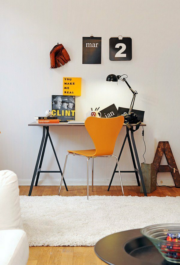 skandinavische möbel schreibtische idee orange farbe haus wohnung