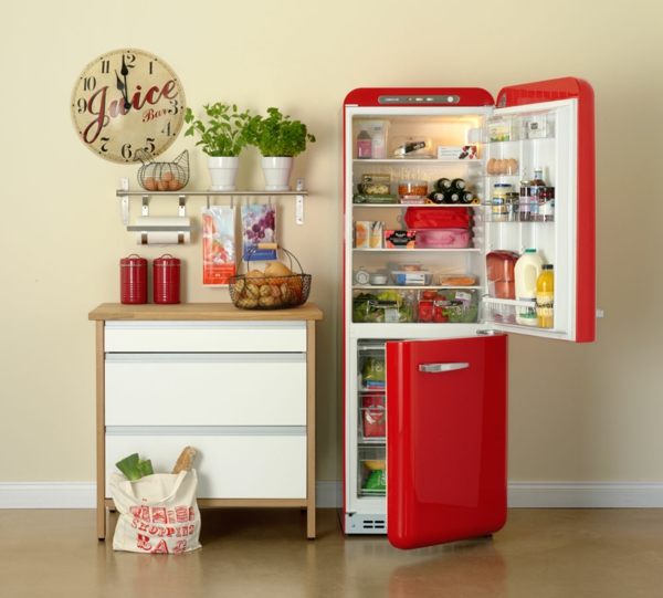 smeg kühlschrank retro kücheneinrichtung rot