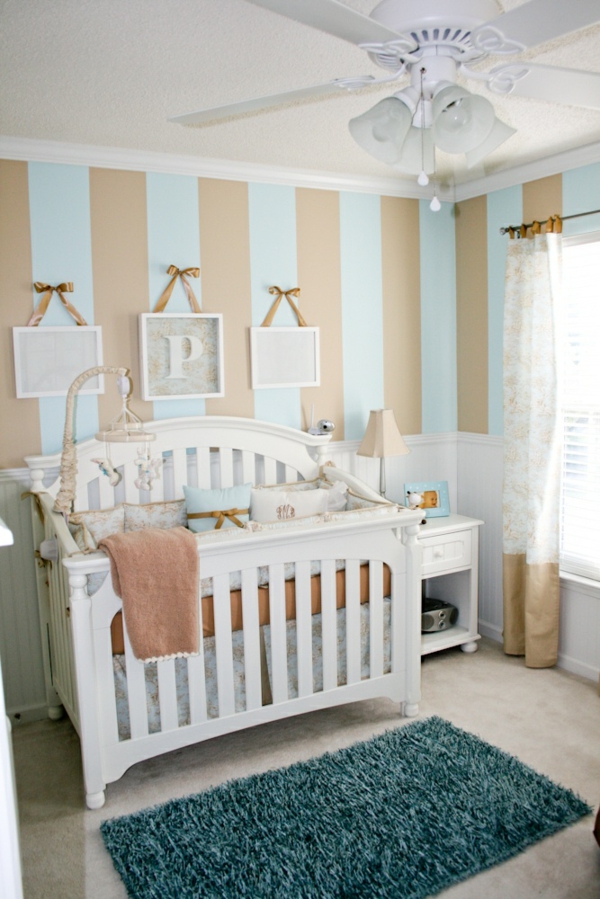 teppich babyzimmer grünes design weißes gitterbett