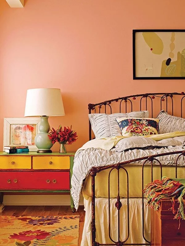 vintage schlafzimmer einrichtung ideen farbiges interieur