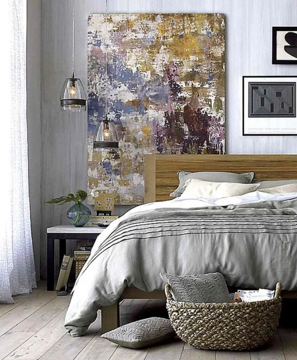 vintage schlafzimmer rustikale elemente holzboden luftige gardinen