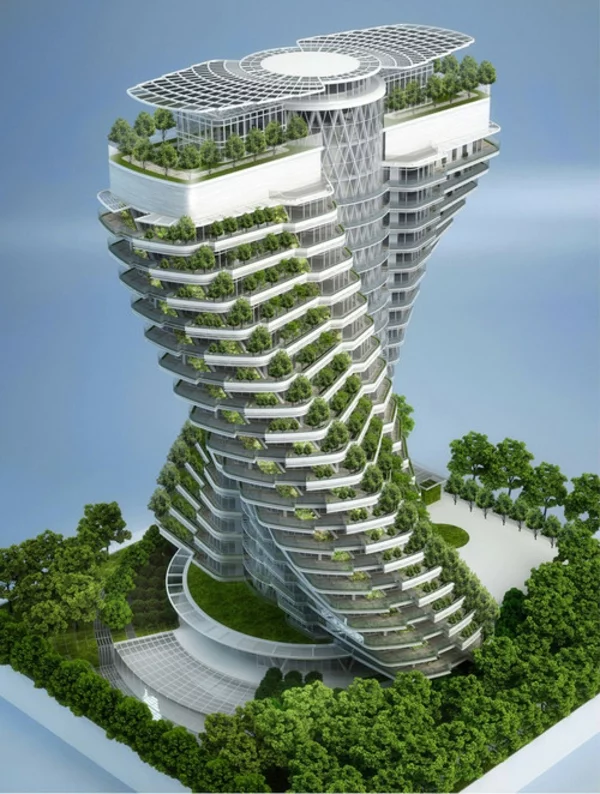 zeitgenössische kunst architektur solaranlagen grüne vegetation