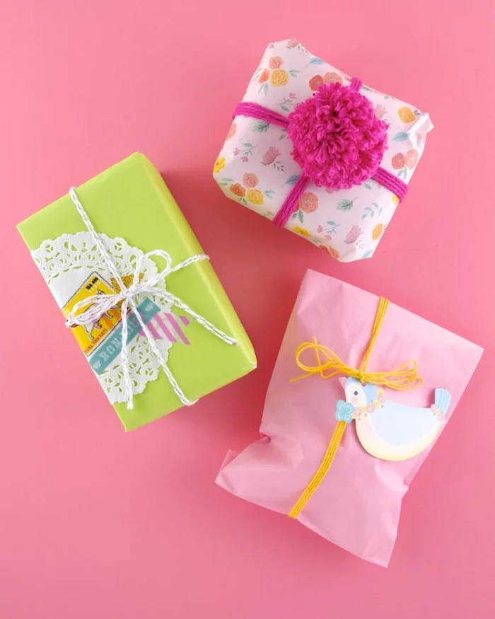 Babyparty geschenke dekorieren verpackungspapier lustig bunt