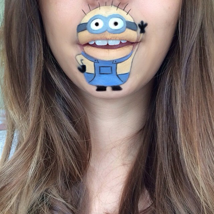 Laura Jenkinson comicfuguren lippen schminken minions