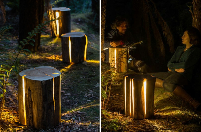 baumstamm möbel Duncan Meerding designer lampen wald licht