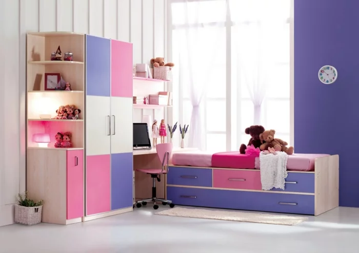 kinderzimmer gestalten frisches design bunte möbel wanduhr